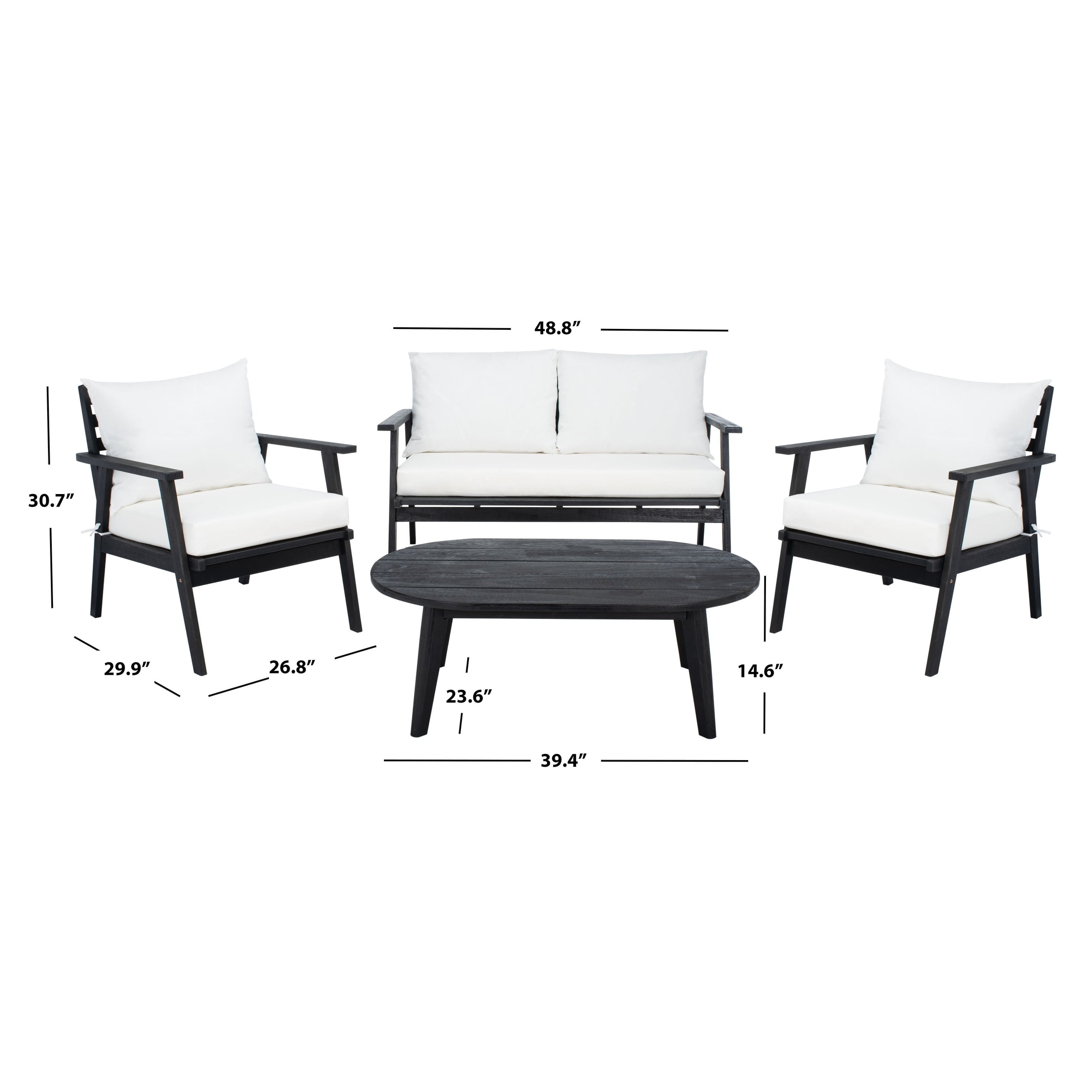 Ensemble de jardin d'extérieur SAFAVIEH Deacon 4 pièces. - 49 L x 30 P x 31 H