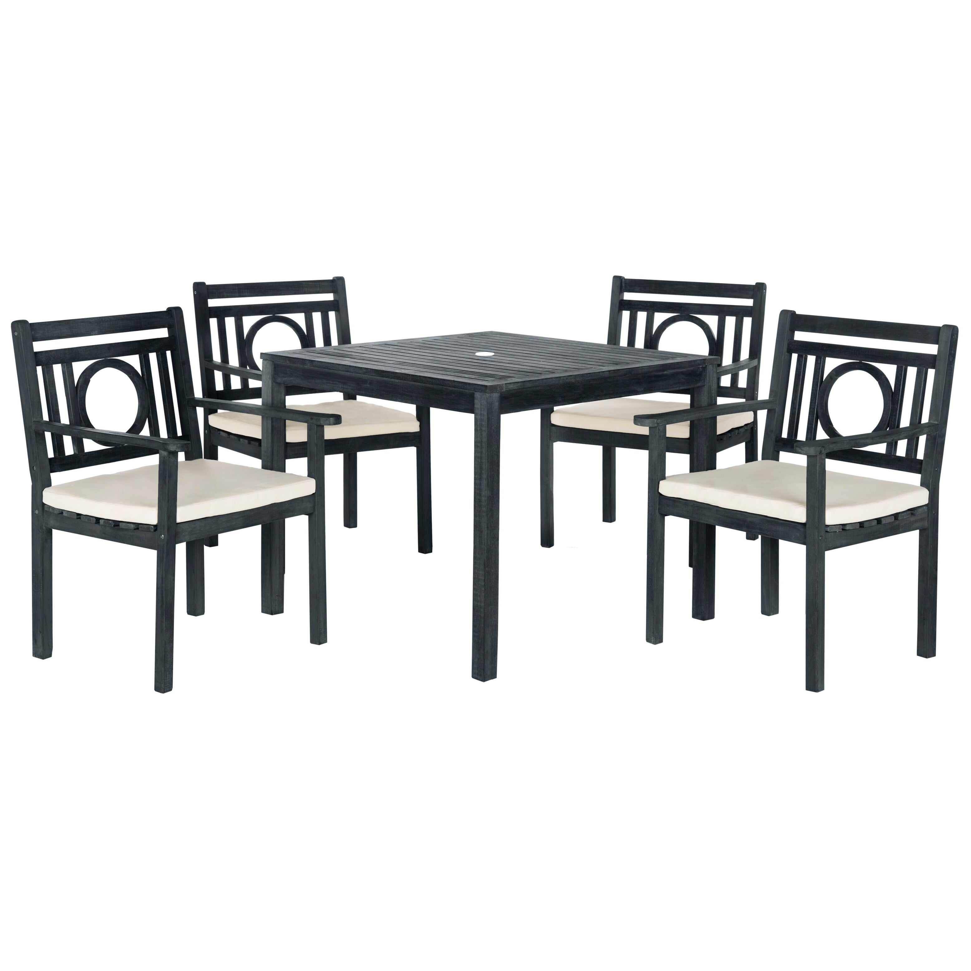 Ensemble de salle à manger d'extérieur 5 pièces en bois d'acacia SAFAVIEH Dorinne - 35 l x 35 p x 30 h