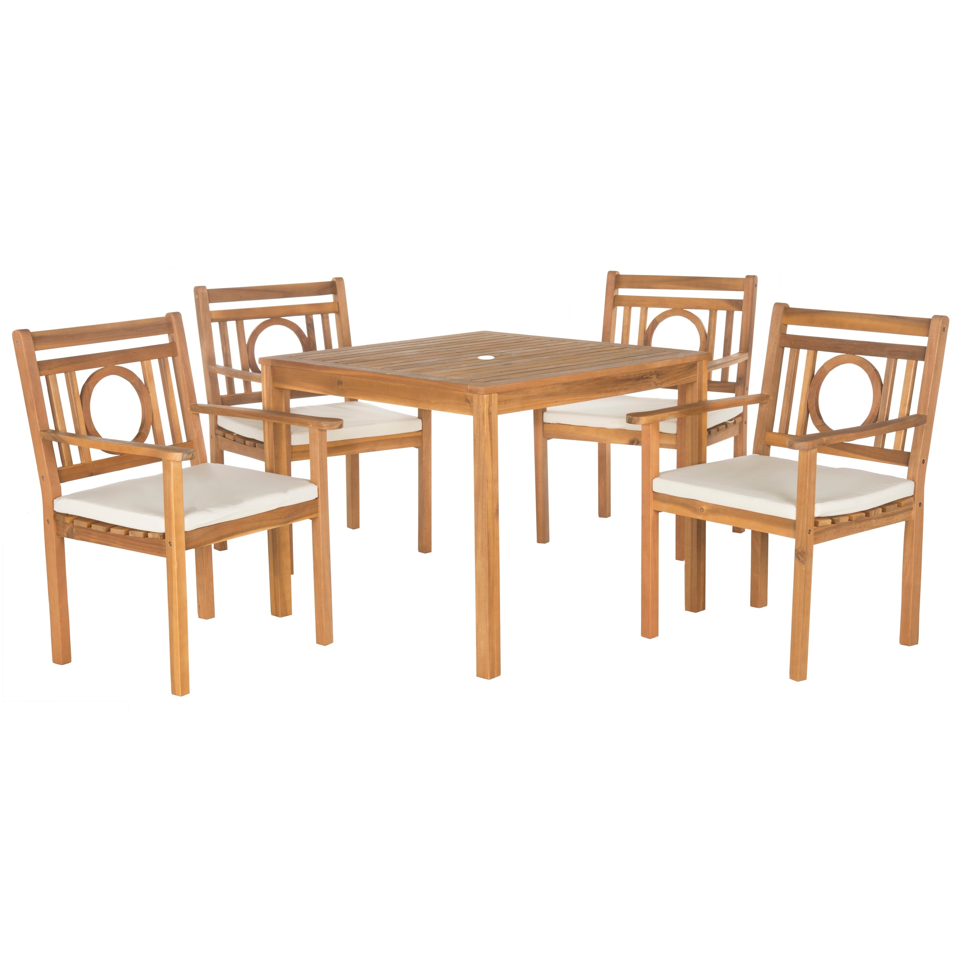 Ensemble de salle à manger d'extérieur 5 pièces en bois d'acacia SAFAVIEH Dorinne - 35 l x 35 p x 30 h