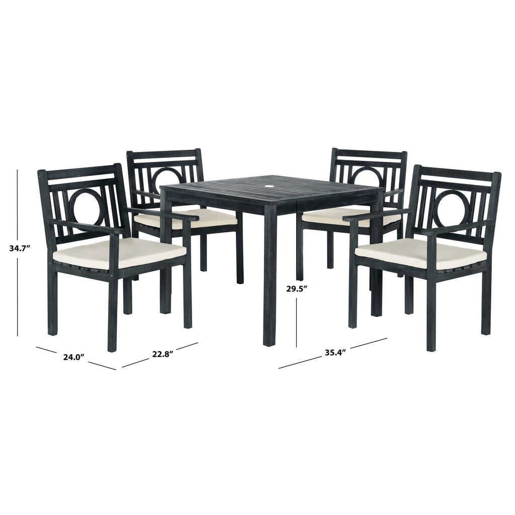 Ensemble de salle à manger d'extérieur 5 pièces en bois d'acacia SAFAVIEH Dorinne - 35 l x 35 p x 30 h