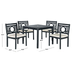 Ensemble de salle à manger d'extérieur 5 pièces en bois d'acacia SAFAVIEH Dorinne - 35 l x 35 p x 30 h
