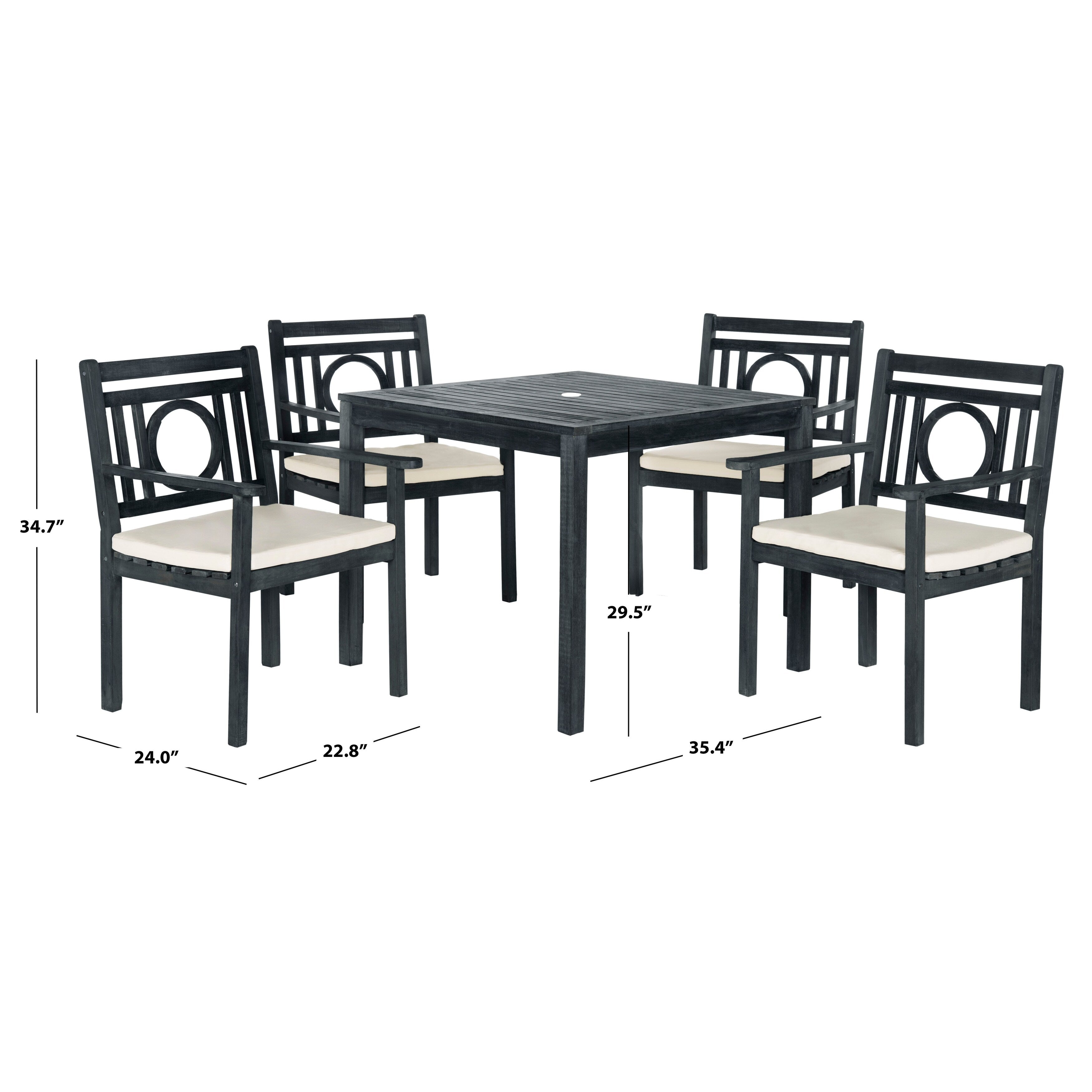 Ensemble de salle à manger d'extérieur 5 pièces en bois d'acacia SAFAVIEH Dorinne - 35 l x 35 p x 30 h