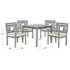 Ensemble de salle à manger d'extérieur 5 pièces en bois d'acacia SAFAVIEH Dorinne - 35 l x 35 p x 30 h