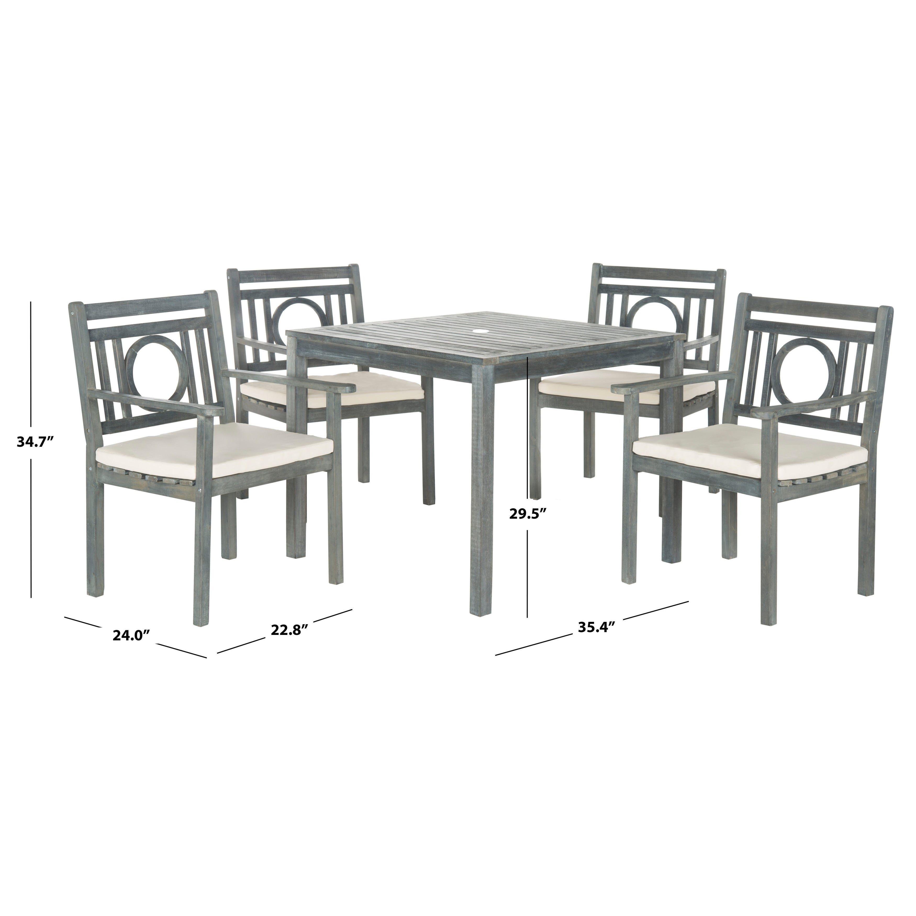 Ensemble de salle à manger d'extérieur 5 pièces en bois d'acacia SAFAVIEH Dorinne - 35 l x 35 p x 30 h