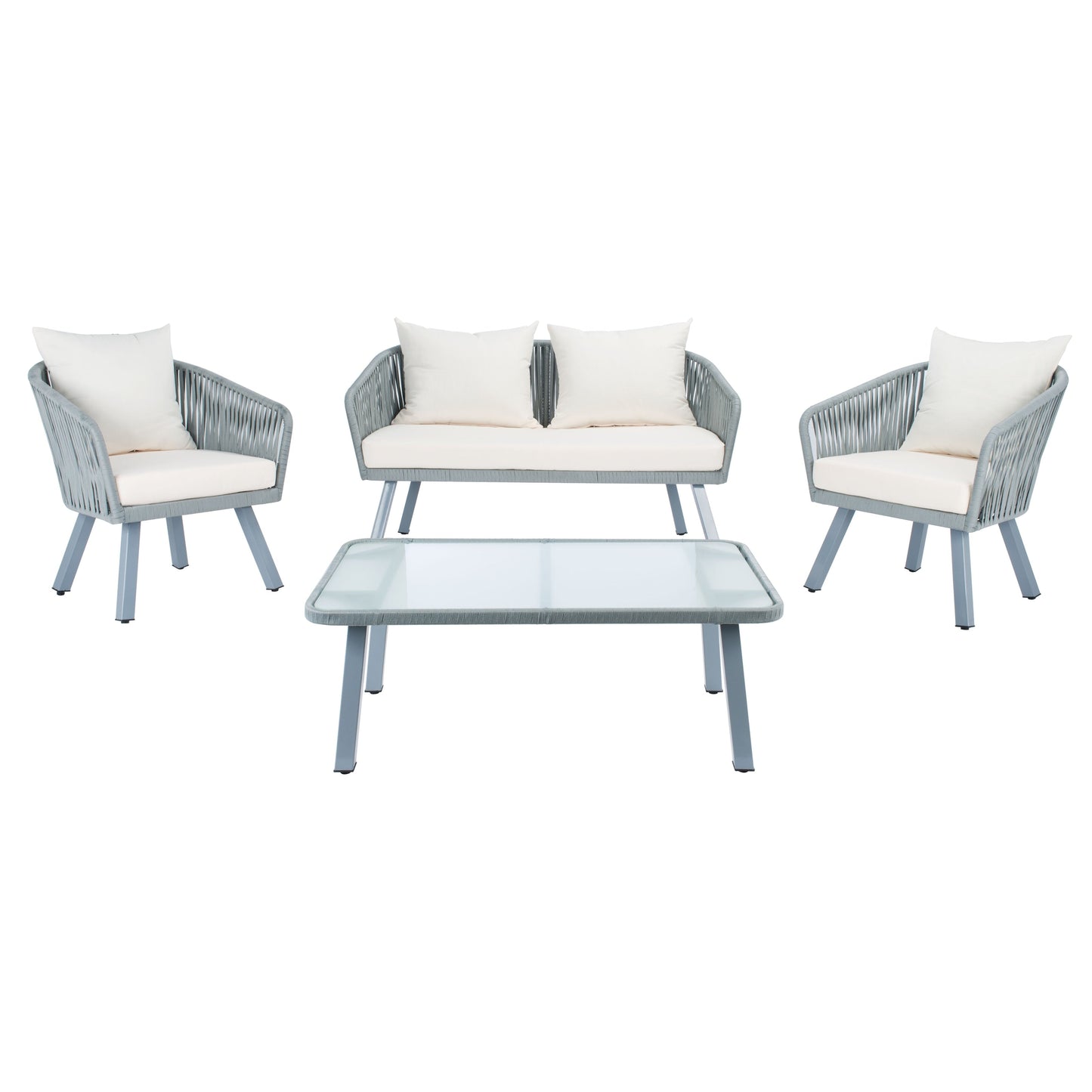 Ensemble de jardin extérieur SAFAVIEH Endorina 4 pièces en corde – 54 l x 30 p x 28 h