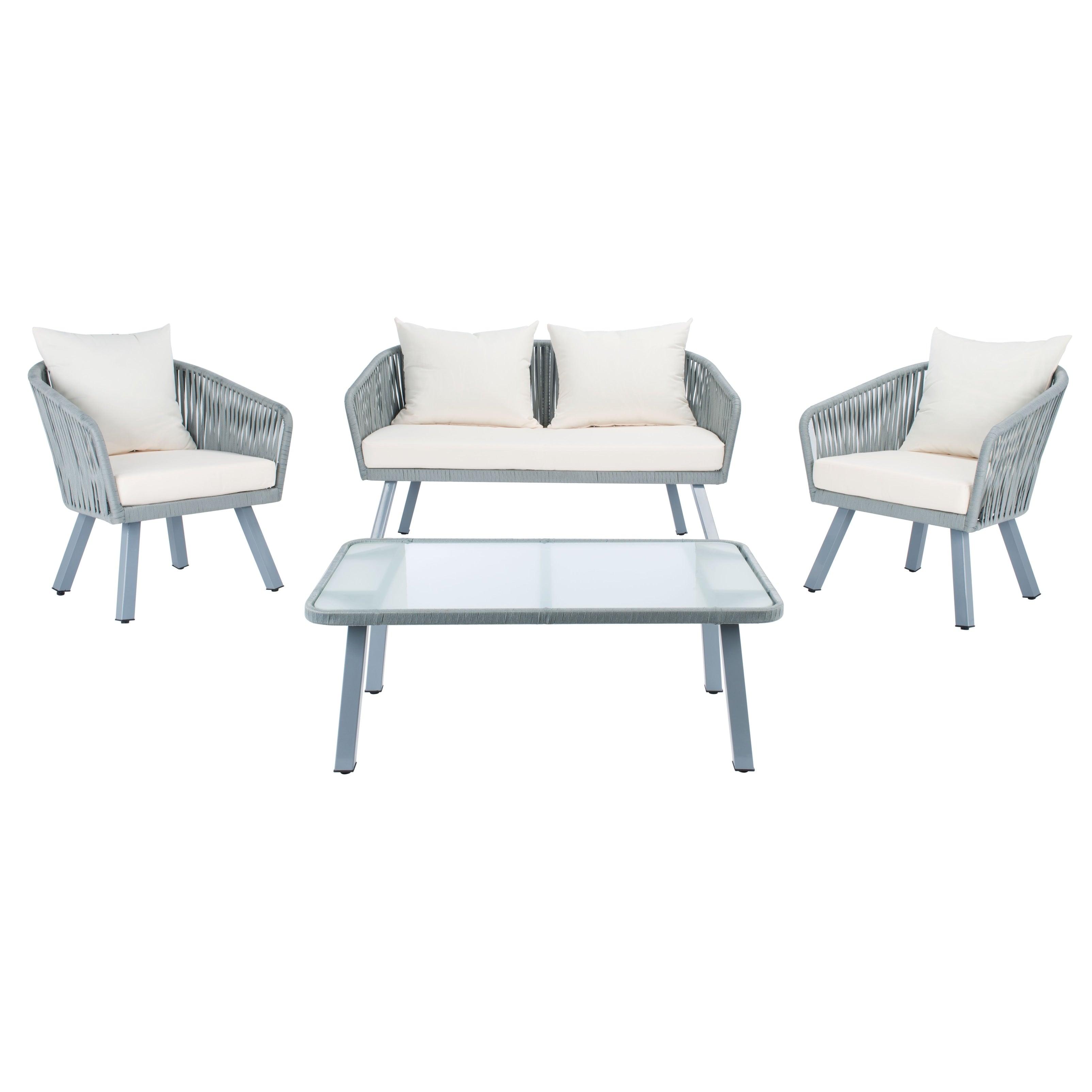 Ensemble de jardin extérieur SAFAVIEH Endorina 4 pièces en corde – 54 l x 30 p x 28 h