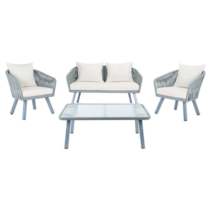 Ensemble de jardin extérieur SAFAVIEH Endorina 4 pièces en corde – 54 l x 30 p x 28 h