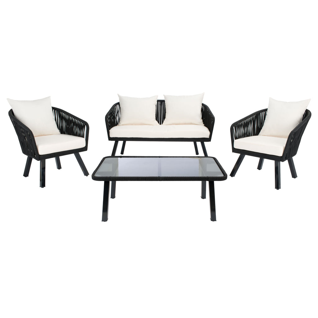 Ensemble de jardin extérieur SAFAVIEH Endorina 4 pièces en corde – 54 l x 30 p x 28 h