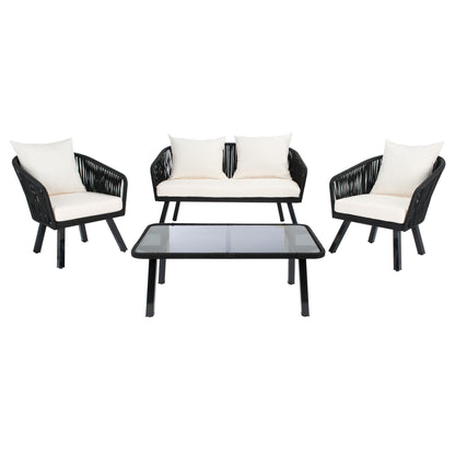Ensemble de jardin extérieur SAFAVIEH Endorina 4 pièces en corde – 54 l x 30 p x 28 h