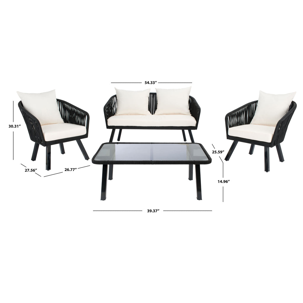 Ensemble de jardin extérieur SAFAVIEH Endorina 4 pièces en corde – 54 l x 30 p x 28 h