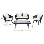 Ensemble de jardin extérieur SAFAVIEH Endorina 4 pièces en corde – 54 l x 30 p x 28 h