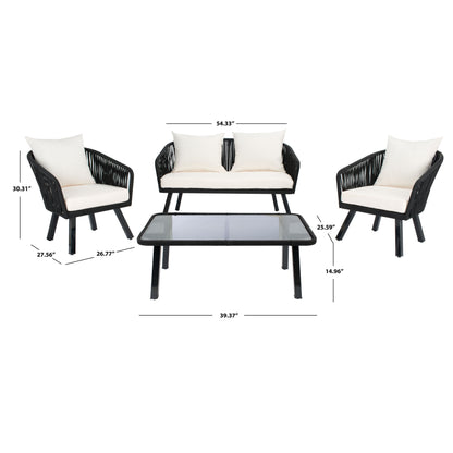 Ensemble de jardin extérieur SAFAVIEH Endorina 4 pièces en corde – 54 l x 30 p x 28 h