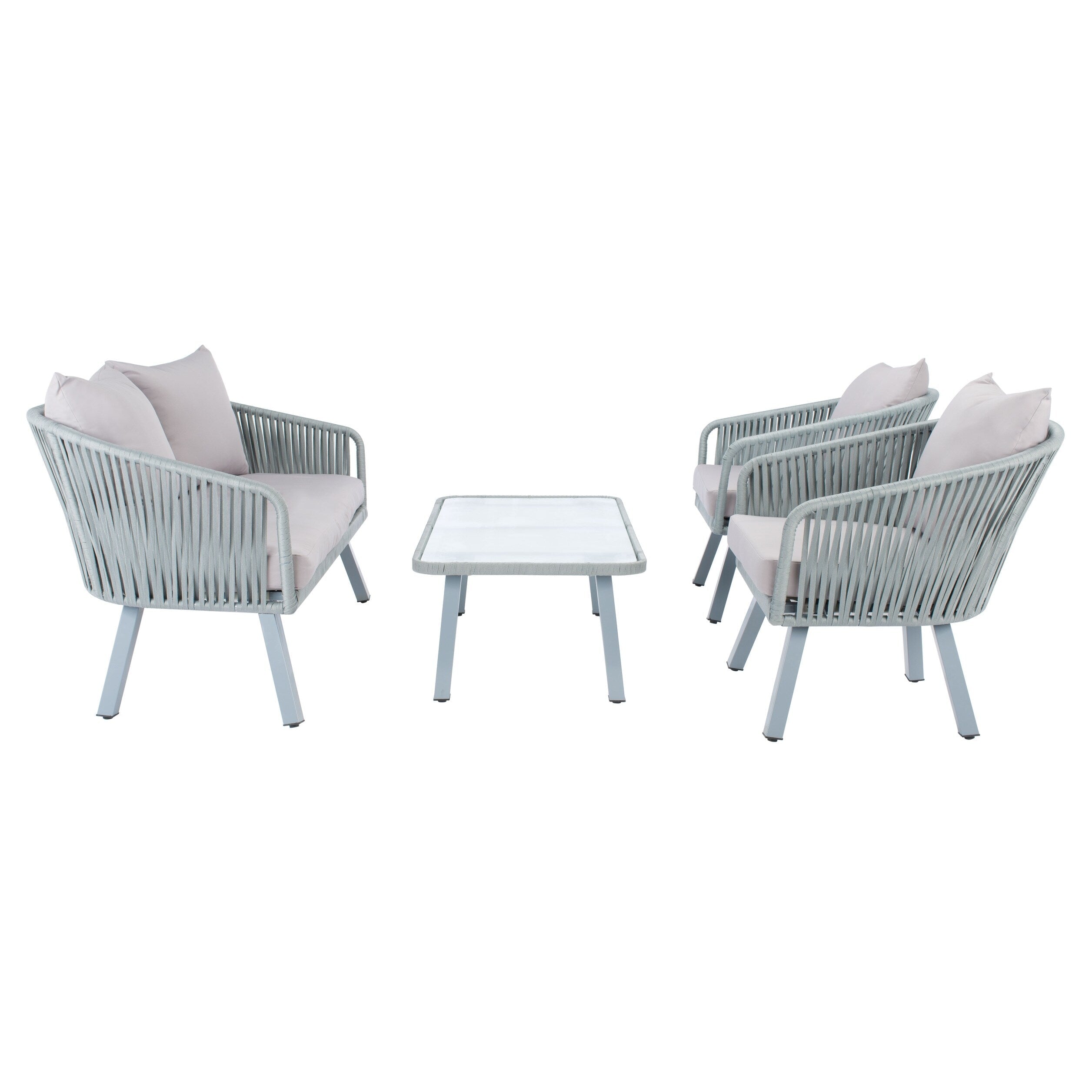 Ensemble de jardin extérieur SAFAVIEH Endorina 4 pièces en corde – 54 l x 30 p x 28 h