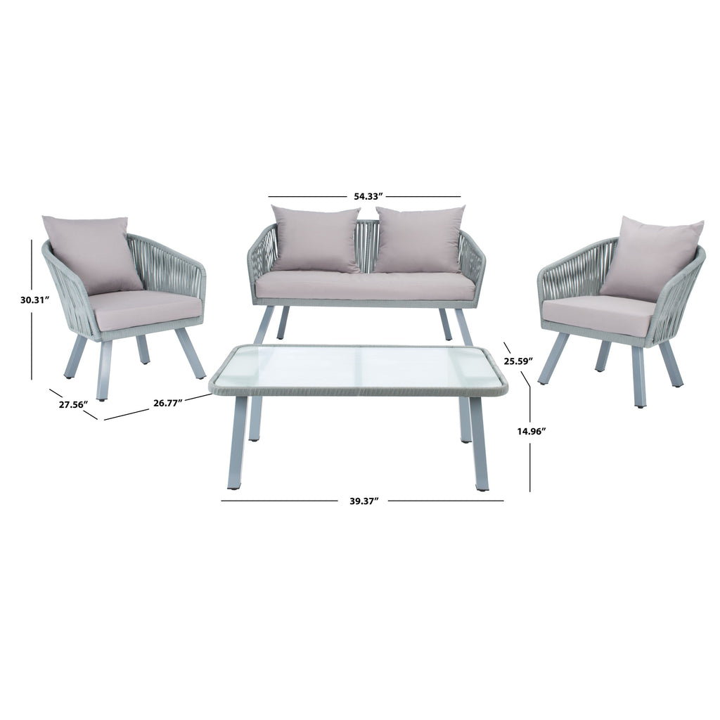 Ensemble de jardin extérieur SAFAVIEH Endorina 4 pièces en corde – 54 l x 30 p x 28 h