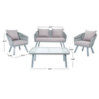 Ensemble de jardin extérieur SAFAVIEH Endorina 4 pièces en corde – 54 l x 30 p x 28 h