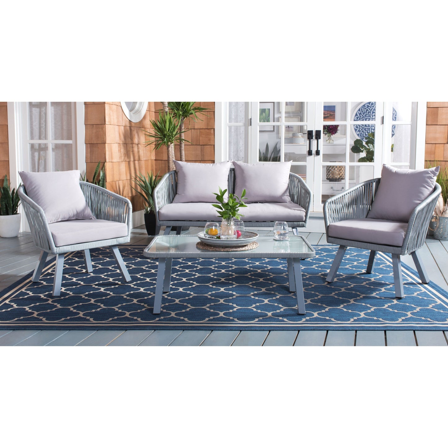 Ensemble de jardin extérieur SAFAVIEH Endorina 4 pièces en corde – 54 l x 30 p x 28 h