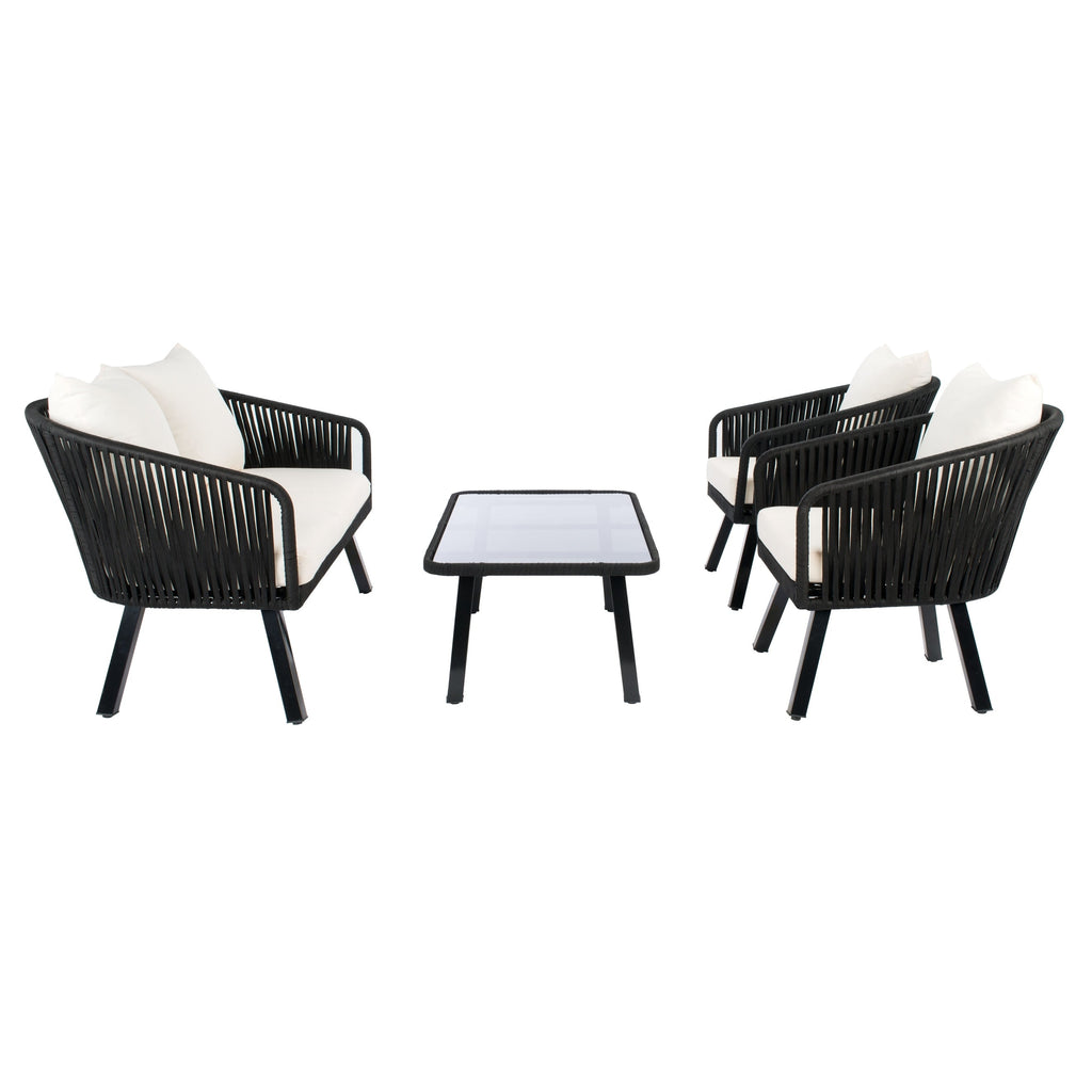 Ensemble de jardin extérieur SAFAVIEH Endorina 4 pièces en corde – 54 l x 30 p x 28 h