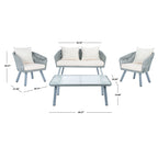 Ensemble de jardin extérieur SAFAVIEH Endorina 4 pièces en corde – 54 l x 30 p x 28 h