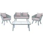 Ensemble de jardin extérieur SAFAVIEH Endorina 4 pièces en corde – 54 l x 30 p x 28 h