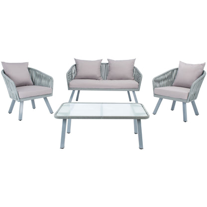 Ensemble de jardin extérieur SAFAVIEH Endorina 4 pièces en corde – 54 l x 30 p x 28 h