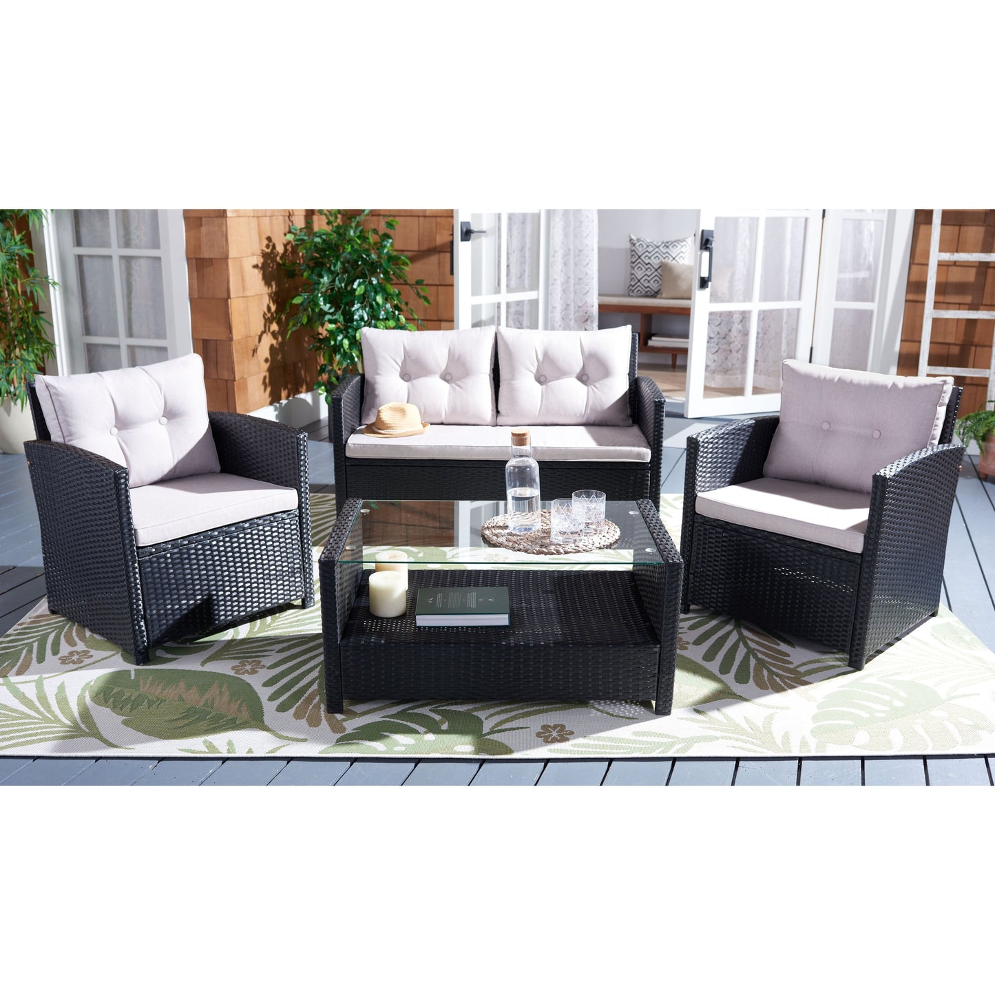Ensemble de patio SAFAVIEH Outdoor Eranda 4 pièces - 48 L x 30 P x 26 H
