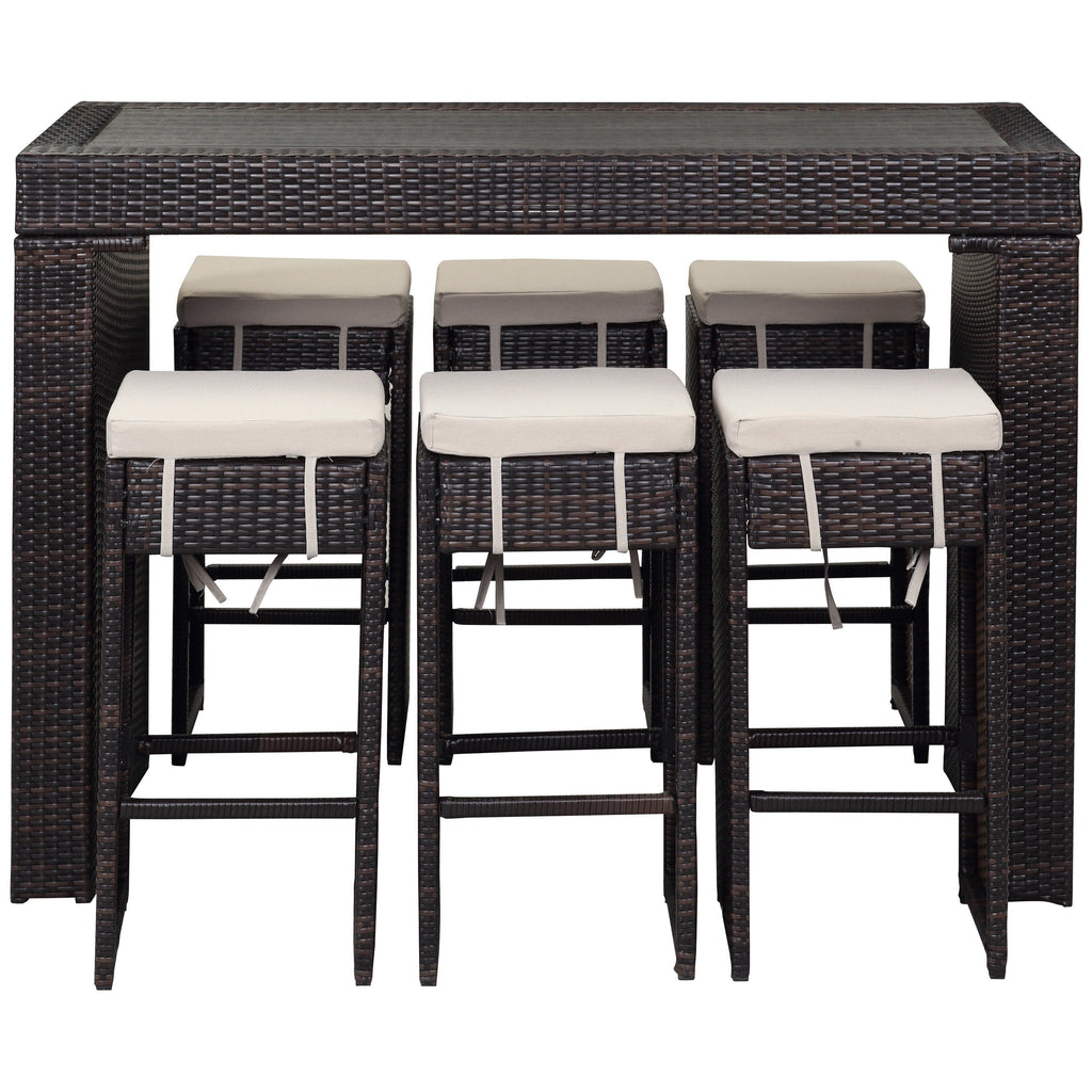 SAFAVIEH Ensemble de bar extérieur Euda (7 pièces) - 29Lx59Px42H