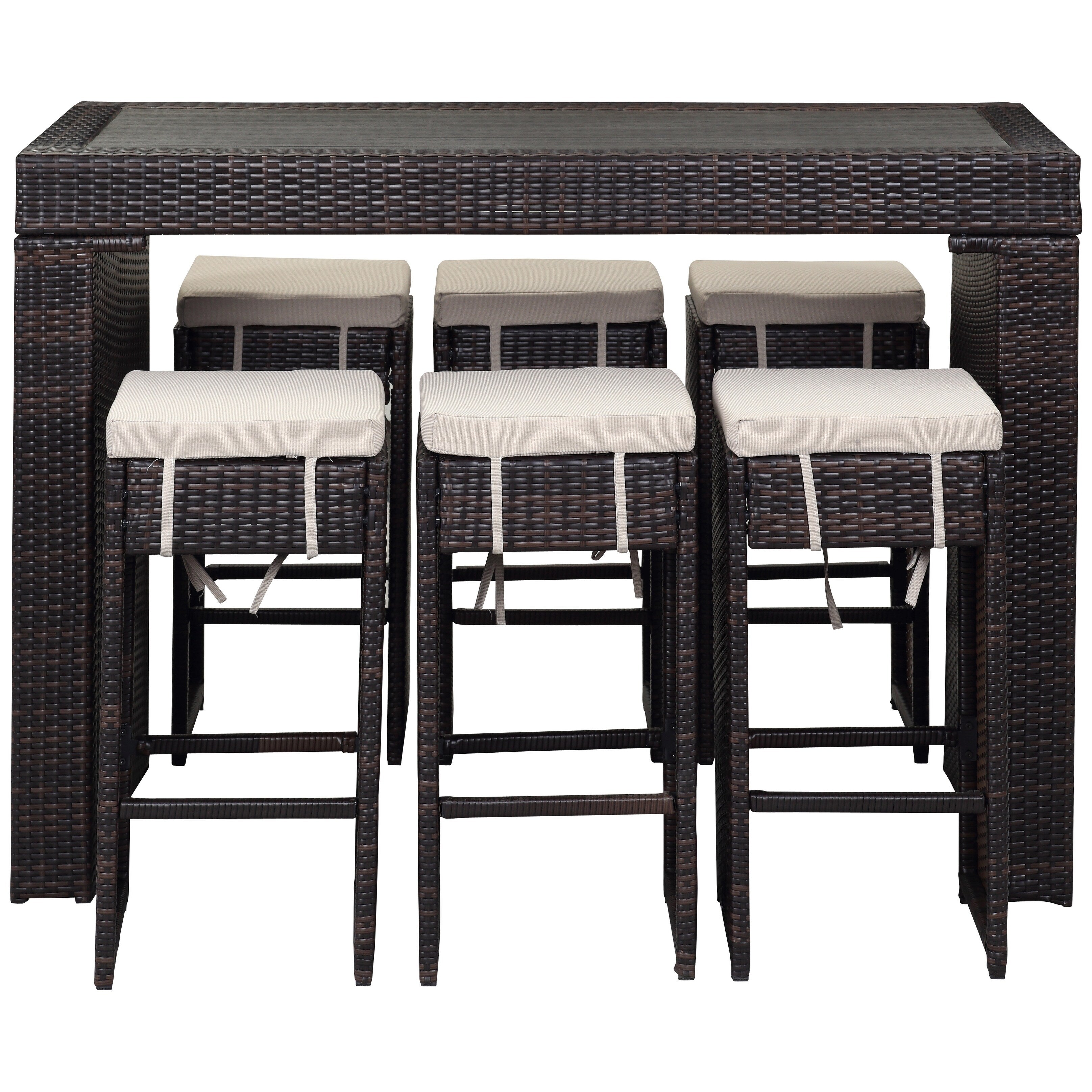 SAFAVIEH Ensemble de bar extérieur Euda (7 pièces) - 29Lx59Px42H