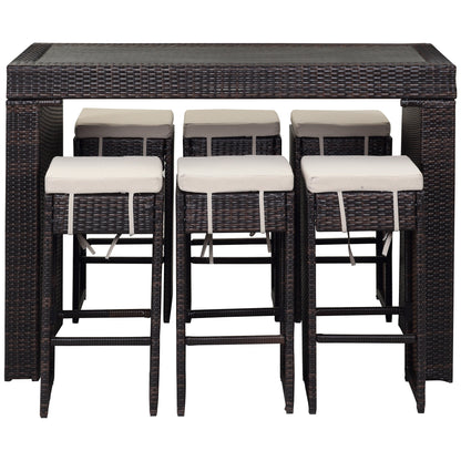 SAFAVIEH Ensemble de bar extérieur Euda (7 pièces) - 29Lx59Px42H