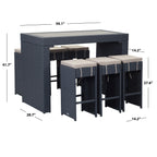 SAFAVIEH Ensemble de bar extérieur Euda (7 pièces) - 29Lx59Px42H
