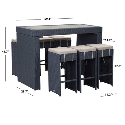 SAFAVIEH Ensemble de bar extérieur Euda (7 pièces) - 29Lx59Px42H