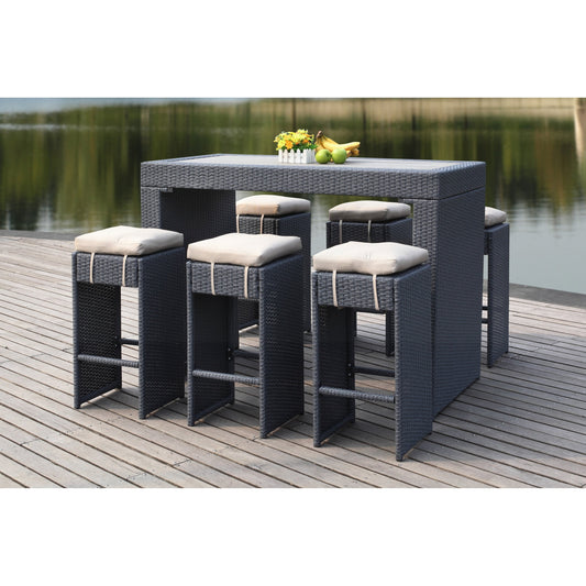 SAFAVIEH Ensemble de bar extérieur Euda (7 pièces) - 29Lx59Px42H