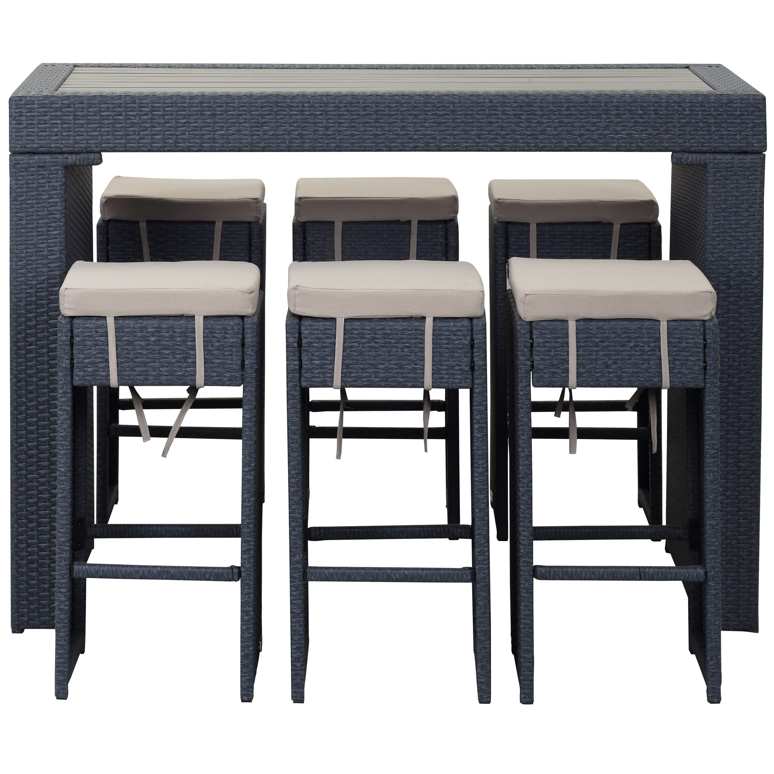 SAFAVIEH Ensemble de bar extérieur Euda (7 pièces) - 29Lx59Px42H