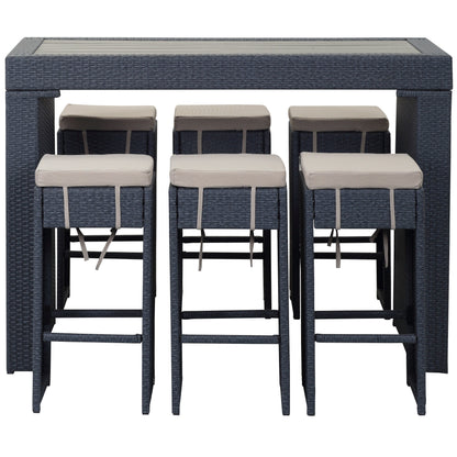 SAFAVIEH Ensemble de bar extérieur Euda (7 pièces) - 29Lx59Px42H