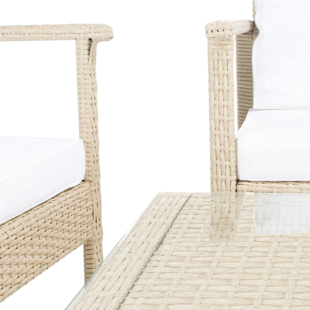Ensemble de salon de jardin d'extérieur en osier 4 pièces SAFAVIEH - 51 L x 30 P x 30 H