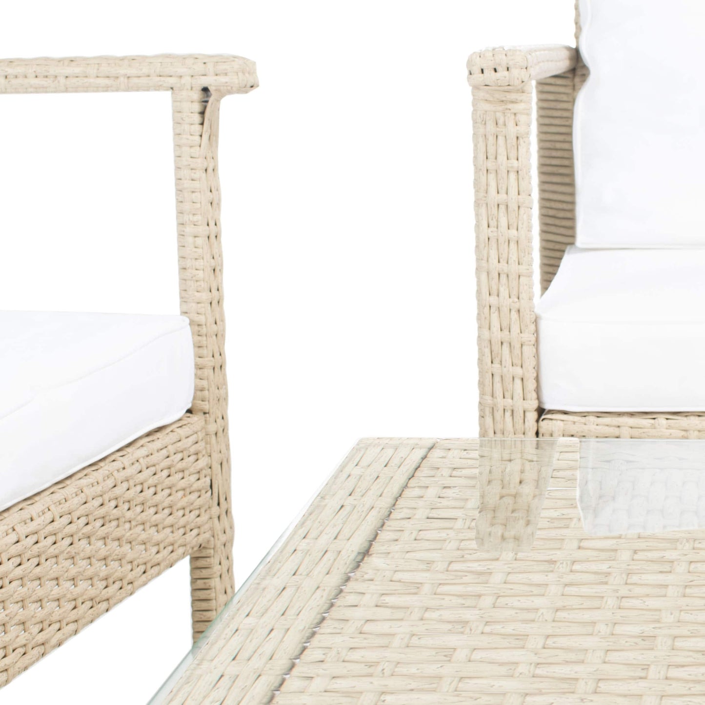 Ensemble de salon de jardin d'extérieur en osier 4 pièces SAFAVIEH - 51 L x 30 P x 30 H