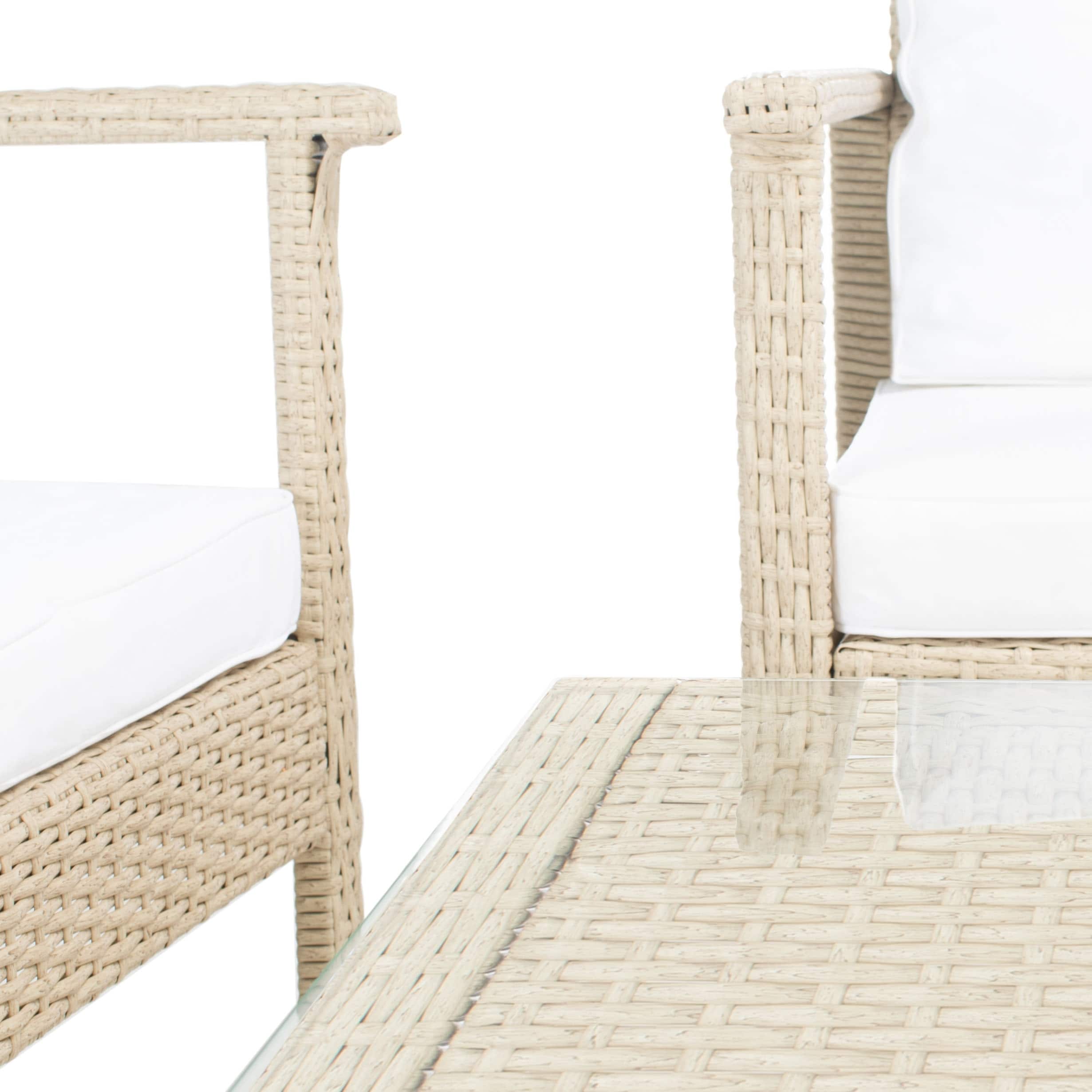 Ensemble de salon de jardin d'extérieur en osier 4 pièces SAFAVIEH - 51 L x 30 P x 30 H