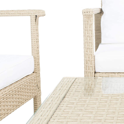 Ensemble de salon de jardin d'extérieur en osier 4 pièces SAFAVIEH - 51 L x 30 P x 30 H
