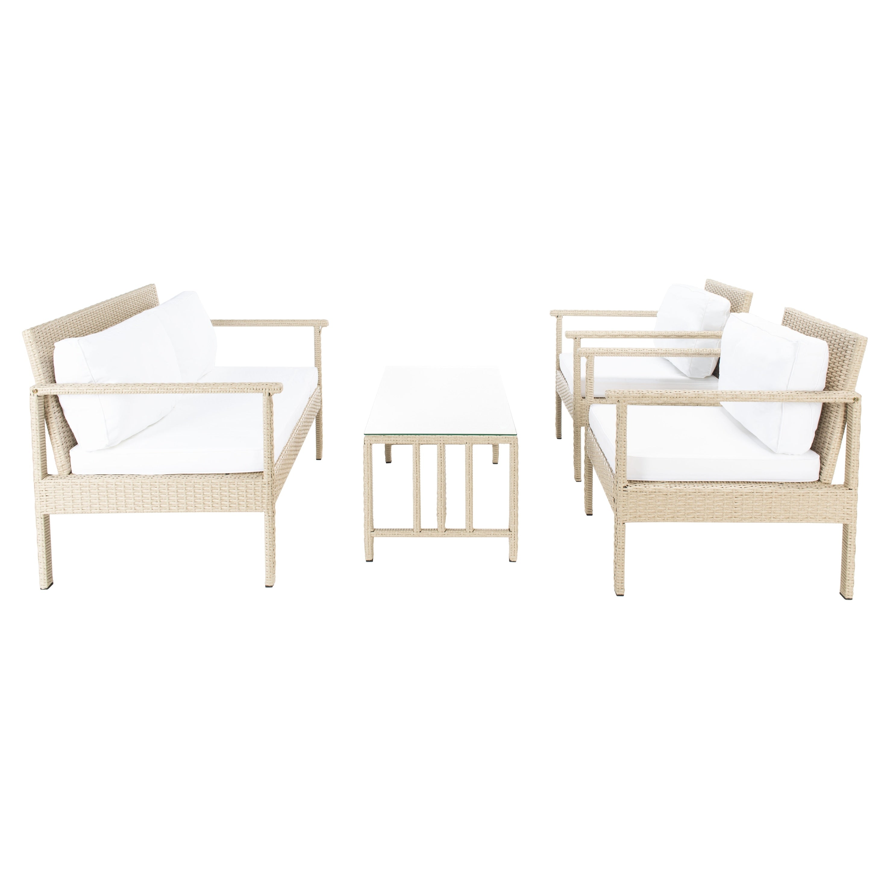 Ensemble de salon de jardin d'extérieur en osier 4 pièces SAFAVIEH - 51 L x 30 P x 30 H