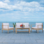 Ensemble de salon de jardin d'extérieur en osier 4 pièces SAFAVIEH - 51 L x 30 P x 30 H
