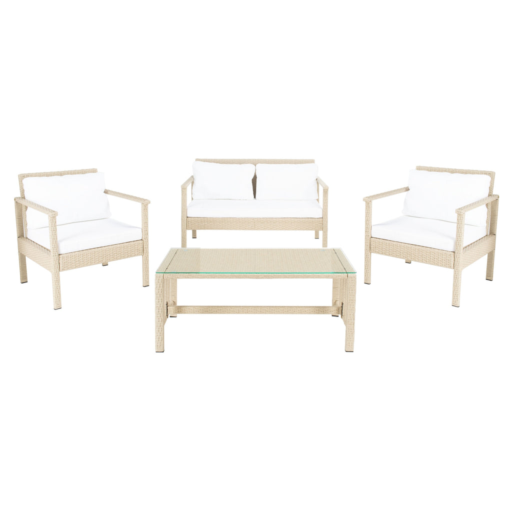 Ensemble de salon de jardin d'extérieur en osier 4 pièces SAFAVIEH - 51 L x 30 P x 30 H