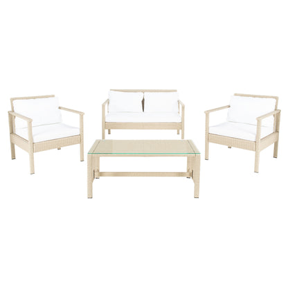 Ensemble de salon de jardin d'extérieur en osier 4 pièces SAFAVIEH - 51 L x 30 P x 30 H