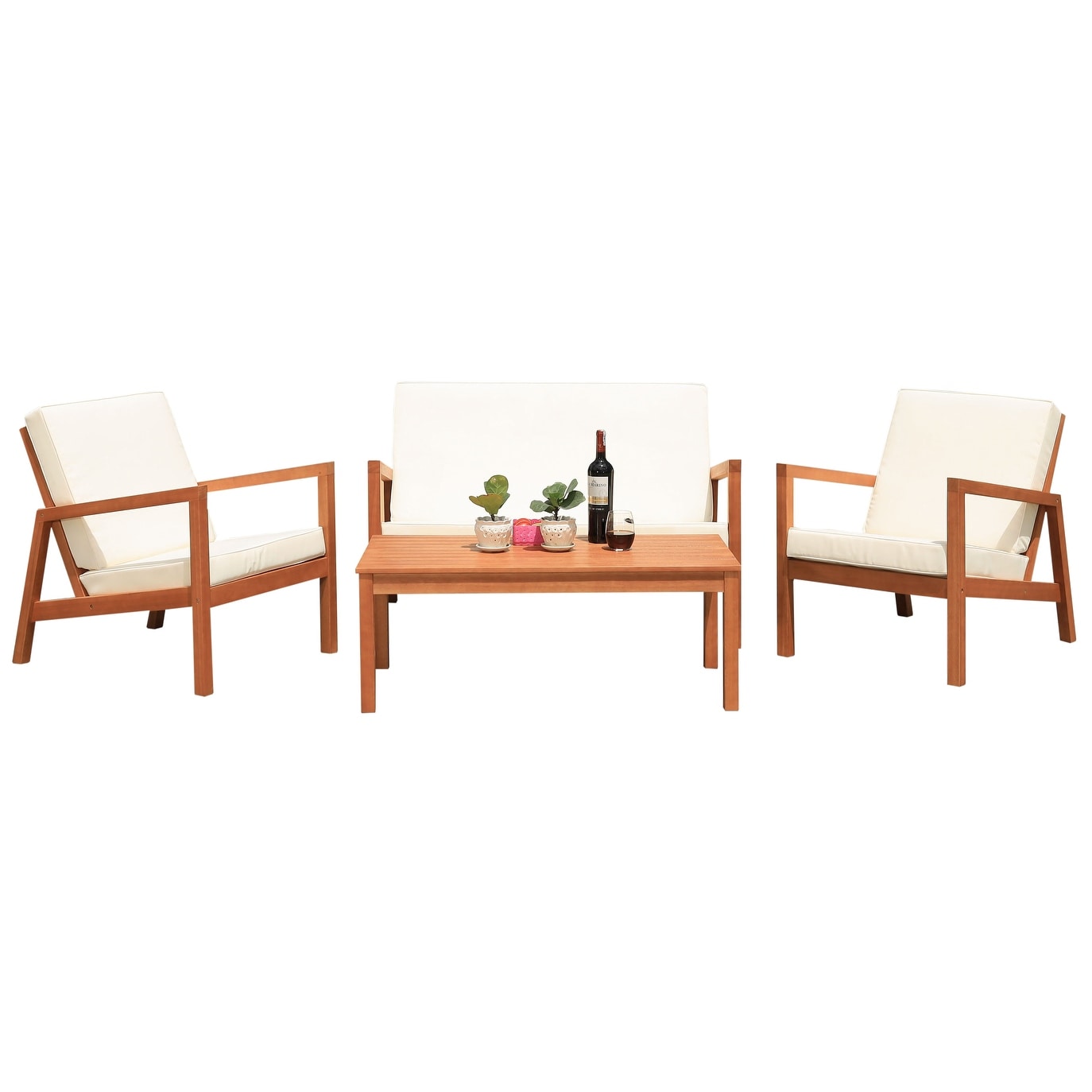 Ensemble de salon d'extérieur Giana 4 pièces SAFAVIEH - 46 L x 29 P x 31 H