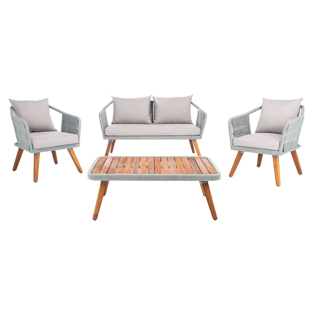 Ensemble de jardin d'extérieur SAFAVIEH Jaliyah en corde grise, 4 pièces - 39 l x 24 p x 15 h
