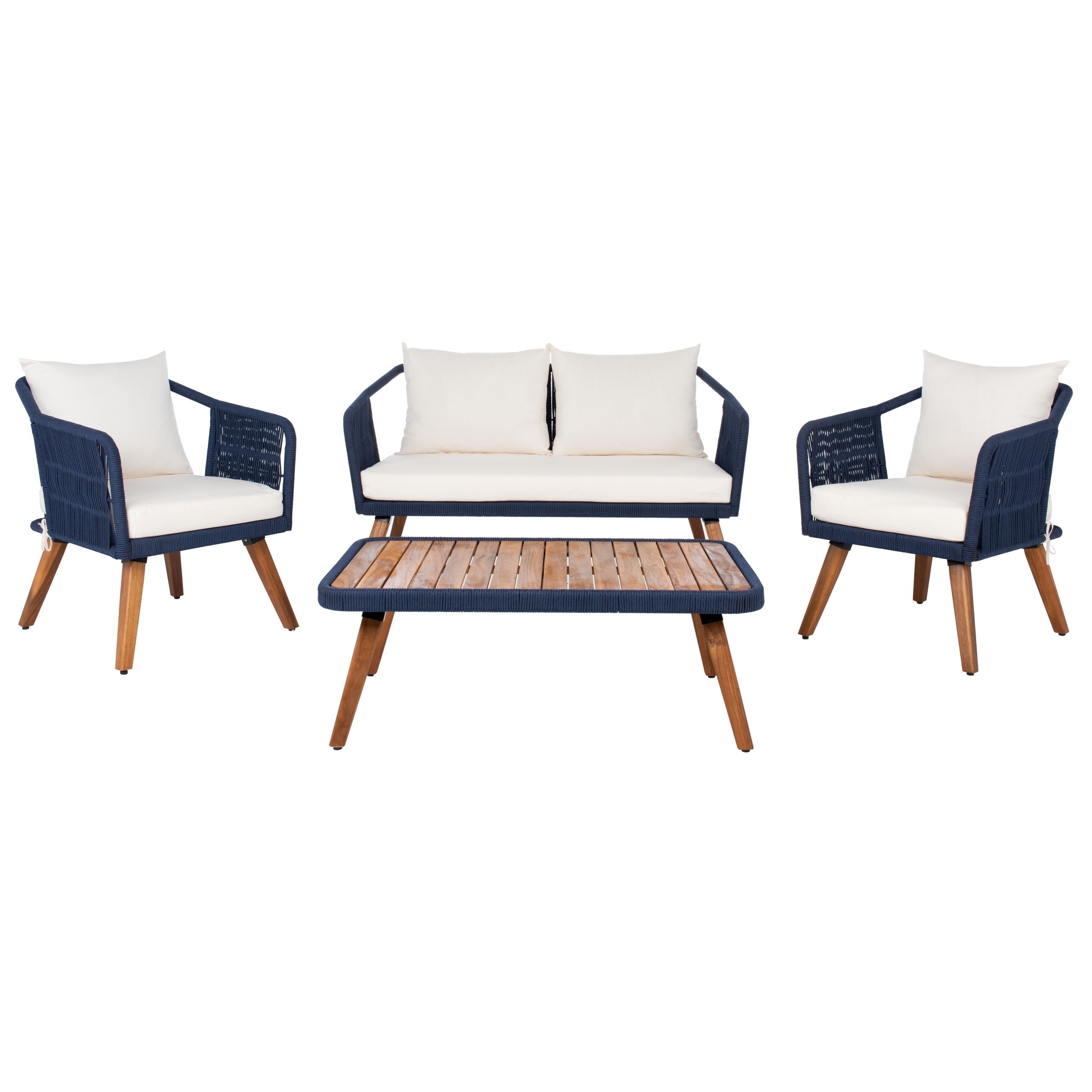Ensemble de jardin d'extérieur SAFAVIEH Jaliyah en corde grise, 4 pièces - 39 l x 24 p x 15 h