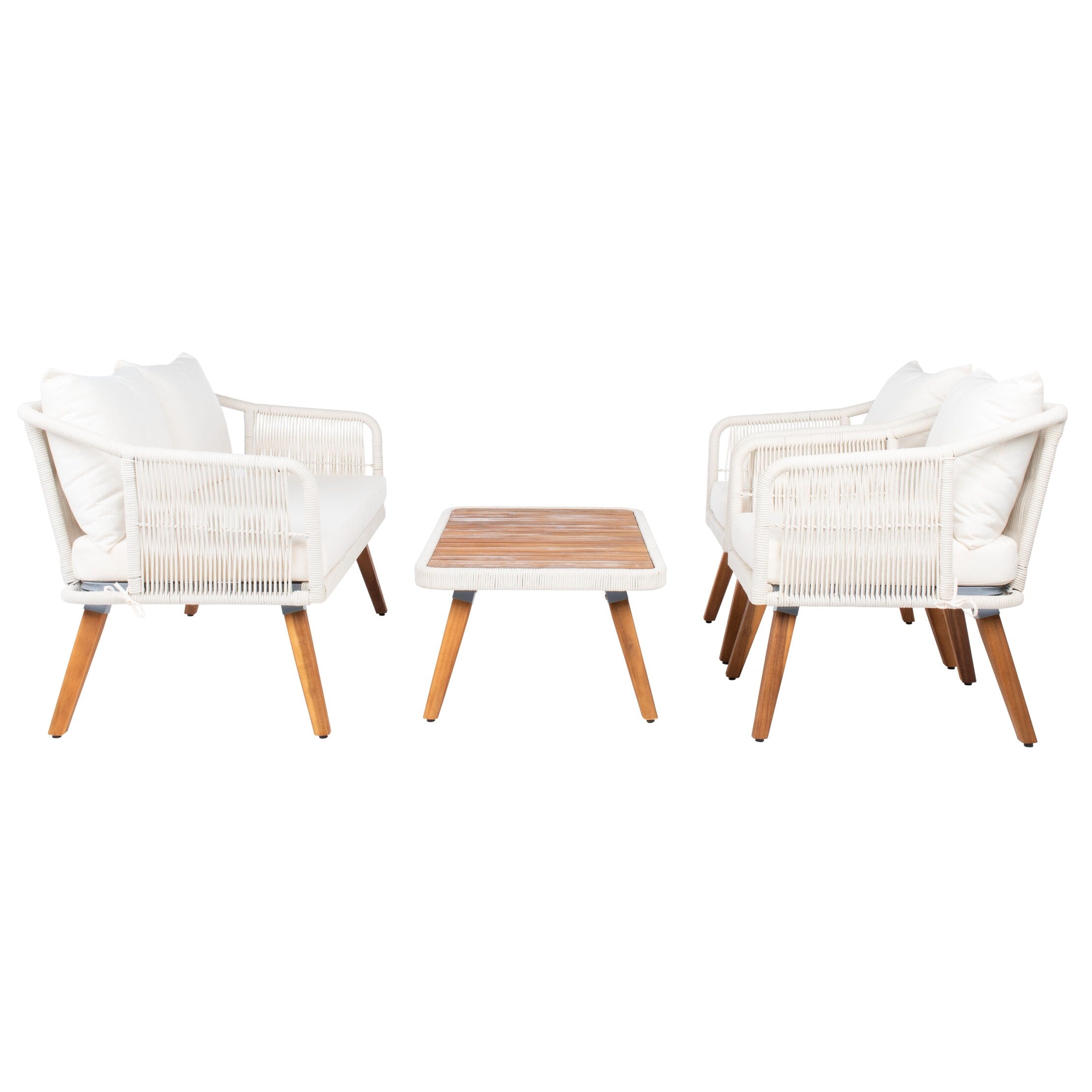 Ensemble de jardin d'extérieur SAFAVIEH Jaliyah en corde grise, 4 pièces - 39 l x 24 p x 15 h