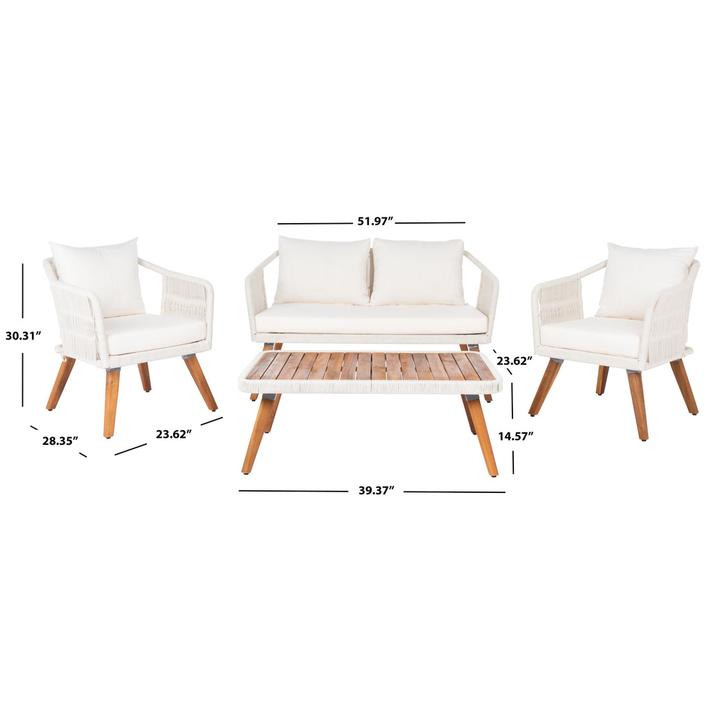 Ensemble de jardin d'extérieur SAFAVIEH Jaliyah en corde grise, 4 pièces - 39 l x 24 p x 15 h