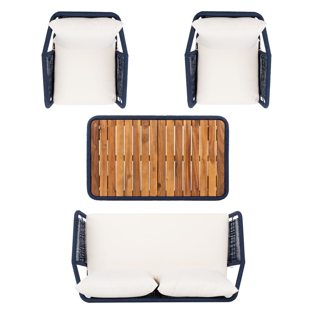 Ensemble de jardin d'extérieur SAFAVIEH Jaliyah en corde grise, 4 pièces - 39 l x 24 p x 15 h