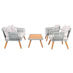 Ensemble de jardin d'extérieur SAFAVIEH Jaliyah en corde grise, 4 pièces - 39 l x 24 p x 15 h
