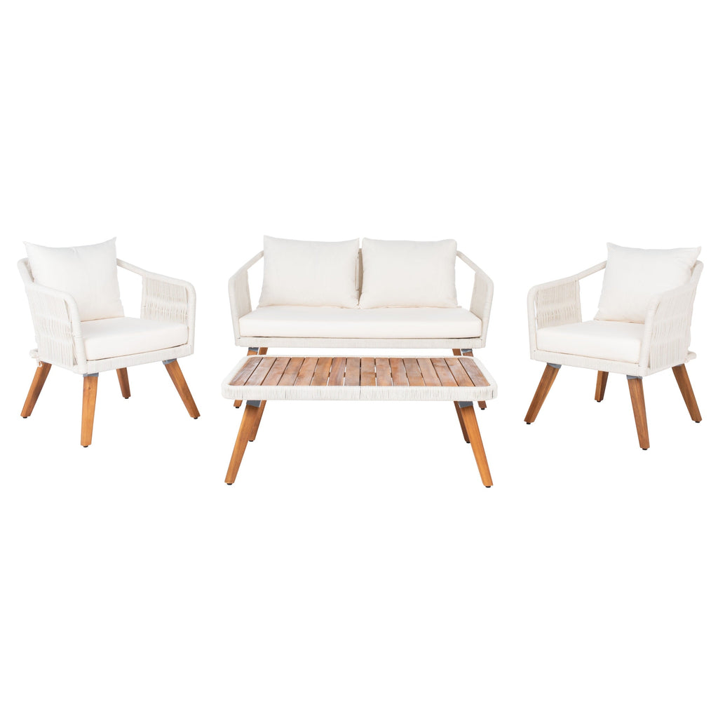 Ensemble de jardin d'extérieur SAFAVIEH Jaliyah en corde grise, 4 pièces - 39 l x 24 p x 15 h