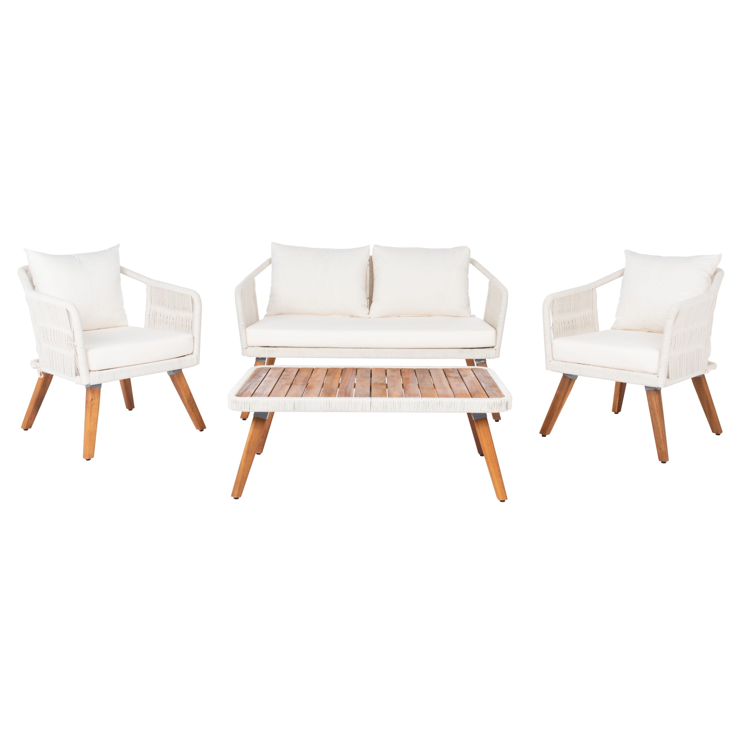Ensemble de jardin d'extérieur SAFAVIEH Jaliyah en corde grise, 4 pièces - 39 l x 24 p x 15 h